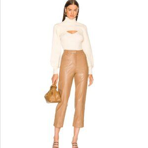 NWOT LBLC Jen Faux Leather Trousers Cognac S